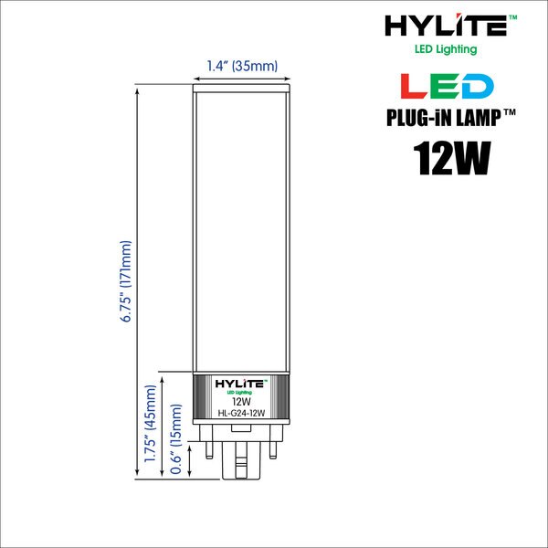 LED Repl Lamp for 32W/42W PL CFL, 12W, 1360 Lumens, 5000K, 10-Pack