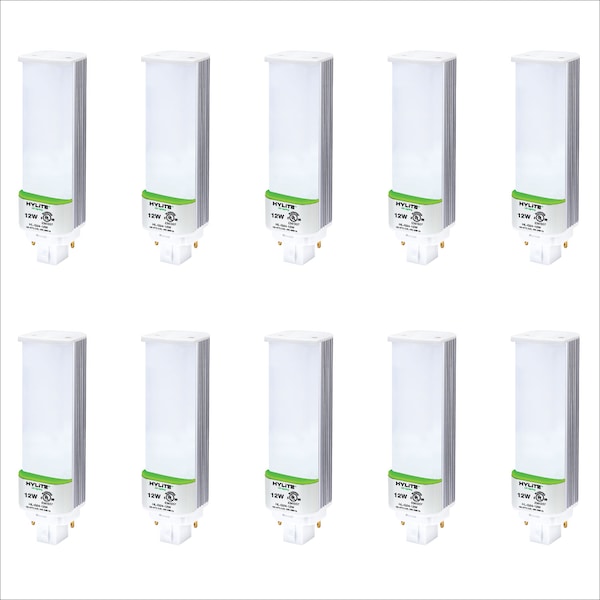 LED Repl Lamp for 32W/42W PL CFL, 12W, 1360 Lumens, 3500K, 10-Pack