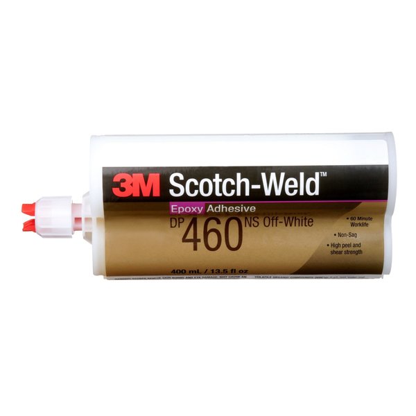Epoxy Adhesive, DP460 Series, Off-White, 2:01 Mix Ratio, 4 hr Functional Cure, Dual-Cartridge