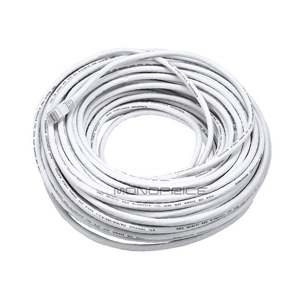 Ethernet Cable, Cat 6, White, 100 ft.