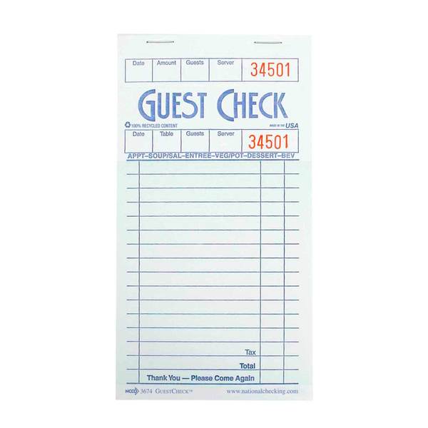 Line Guest Check Cardboard 1Pt, PK2500