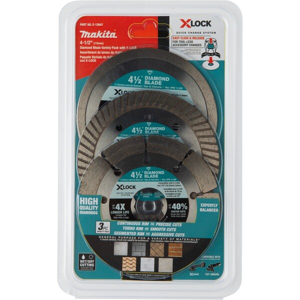 Diamond Blade Variety Pk, 7/8 in Arbor Sz