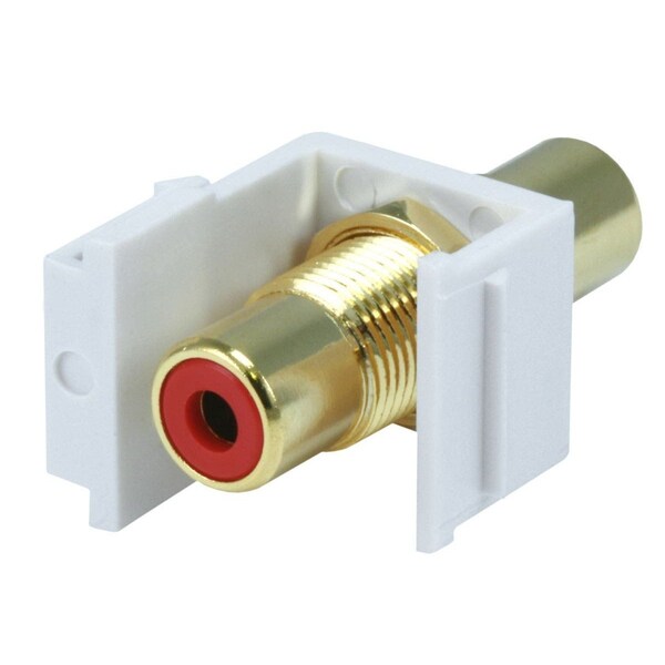 A/V Wallplate, RCA, Red Center, Wht