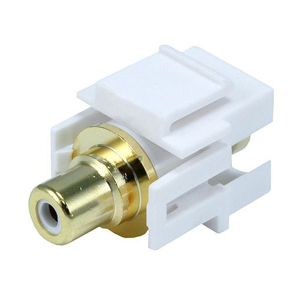 A/V Wallplate, RCA, Wht Ctr, Flush, Wht
