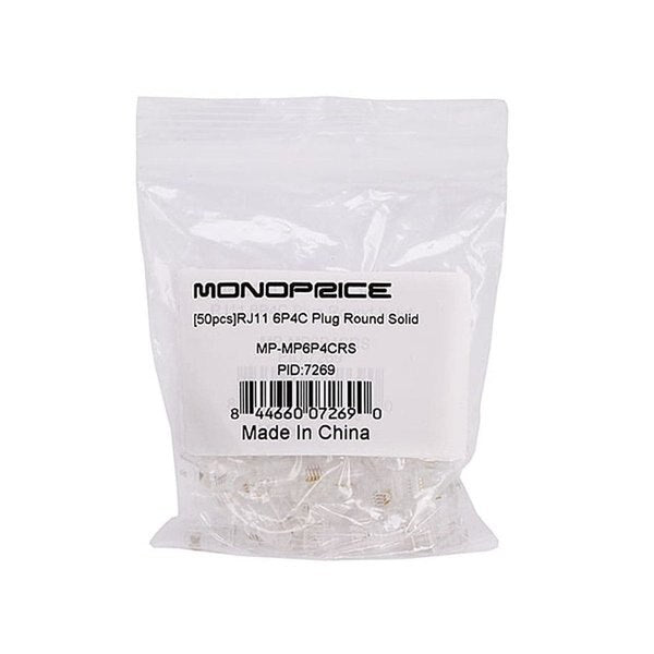 Plug, Modular, RJ11, 6P4C, Solid, PK50