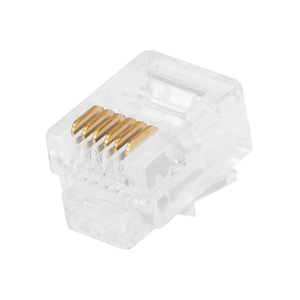 Plug, Mod, RJ12, 6P6C, Flat, Stranded, PK50