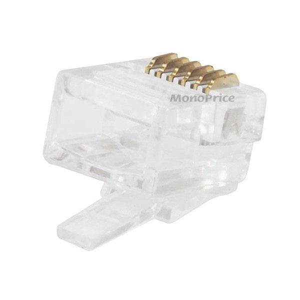 Plug, Mod, RJ12, 6P6C, Round, Solid, PK50