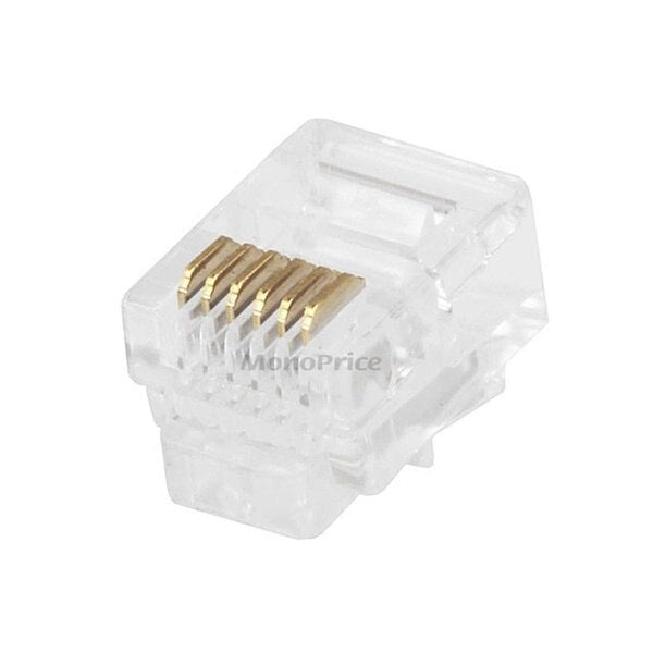 Plug, Mod, RJ12, 6P6C, Round, Solid, PK50