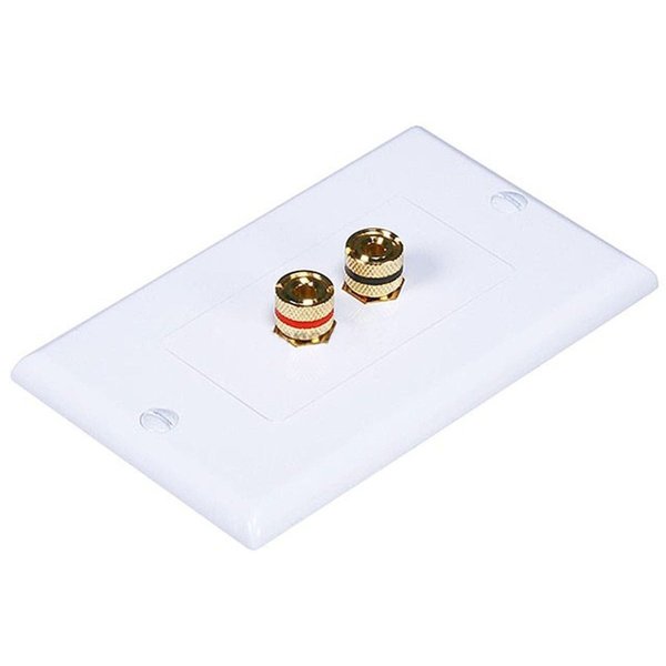 A/V Wallplate, Banana Post, 2pc, 1Spkr, Wht
