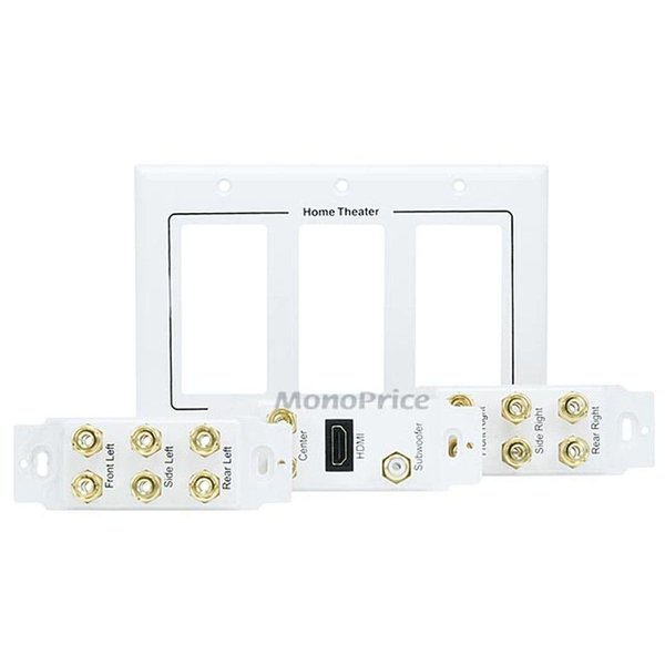 A/V Wallplate, 3-Gang, 7.1 Stereo, White