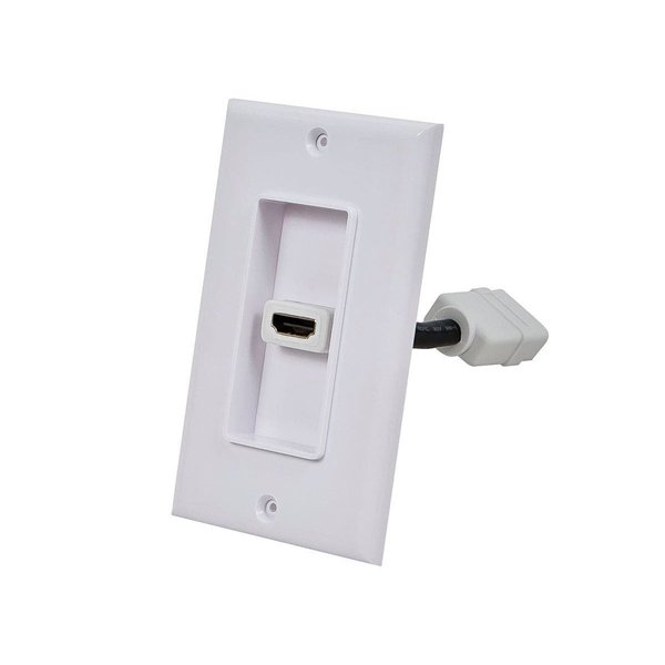 A/V WallPlate, HDMI w/Ext, 1P, White
