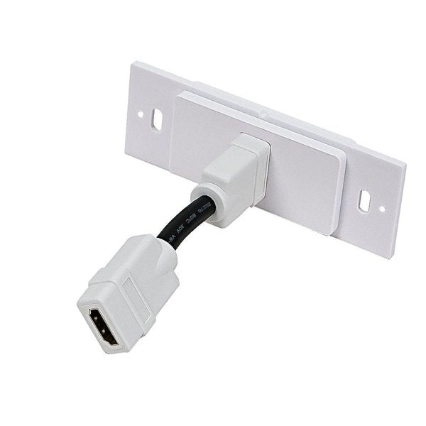 A/V WallPlate, HDMI w/Ext, 1P, White