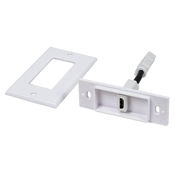 A/V WallPlate, HDMI w/Ext, 1P, White