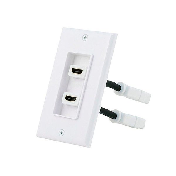 A/V WallPlate, HDMI w/Ext, 2P, White