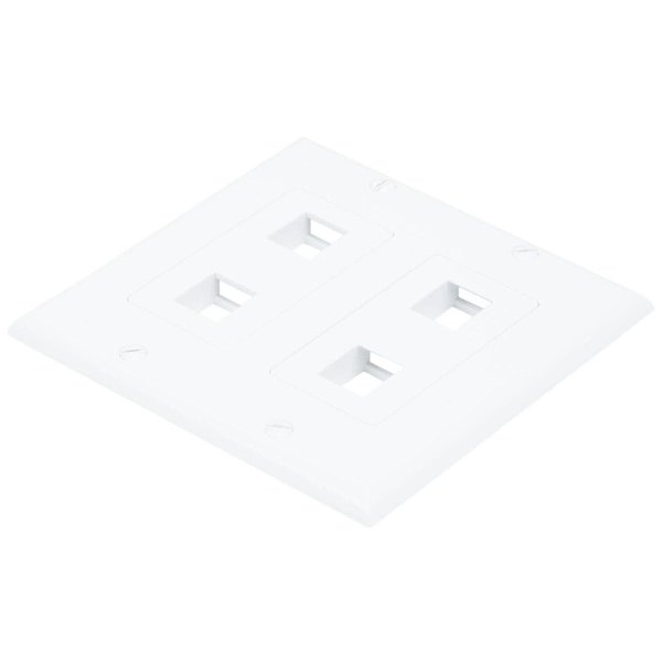 WallPlate, Blank, 4 Hole, 2 Gang, White