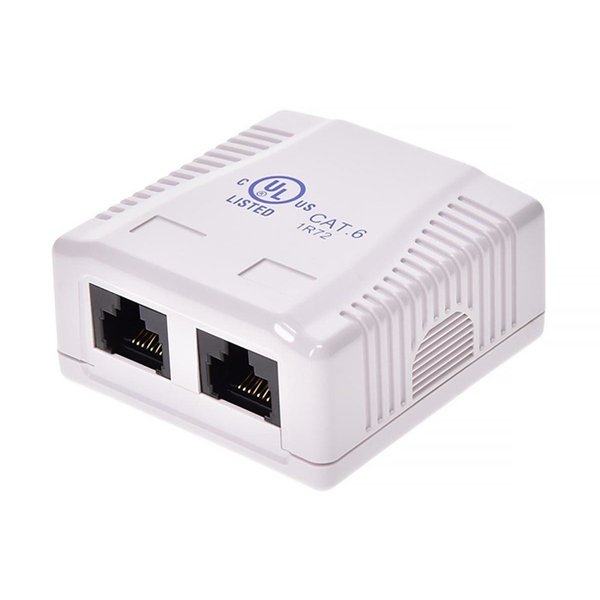 Surface Mount Box, Cat6, 2P, White