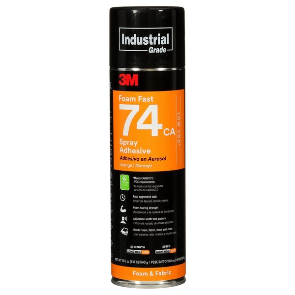 Spray Adhesive, Foam Fast 74CA Series, Orange, 19 oz, Aerosol Can