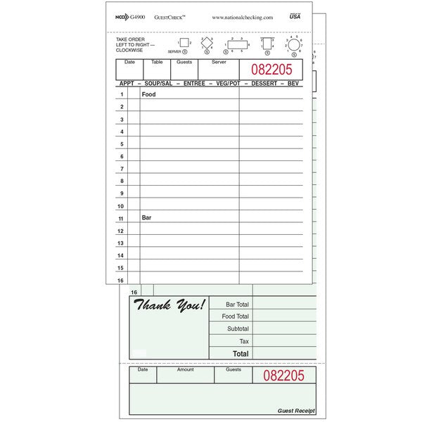 Carbon 16 Line Guest Check 2 Pt, PK2500