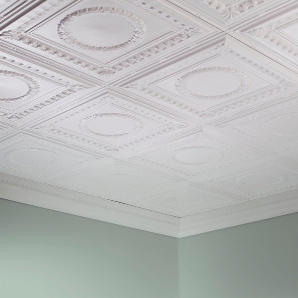 Rosette 2Ftx4Ft Glue Up Ceiling Til, PK 5, 5 PK
