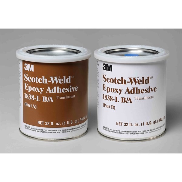 Epoxy Adhesive, 1838L Series, Clear, 1:01 Mix Ratio, 8 hr Functional Cure, Can