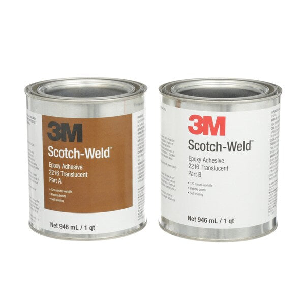 Epoxy Adhesive, 2216 Series, Clear, 1:01 Mix Ratio, 16 hr Functional Cure, Can