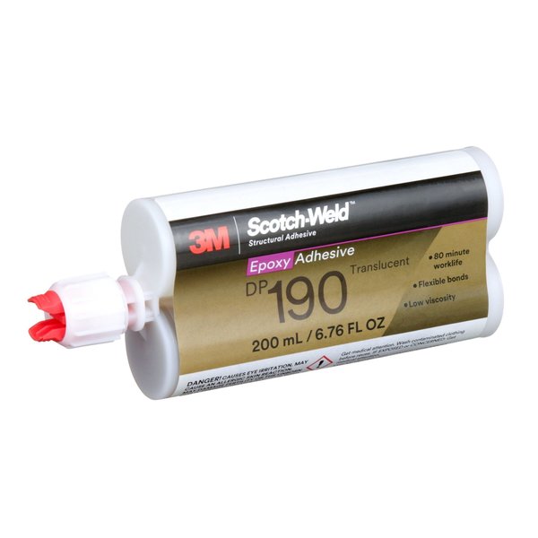 Epoxy Adhesive, DP190 Series, Clear, 1:01 Mix Ratio, 12 hr Functional Cure, Dual-Cartridge