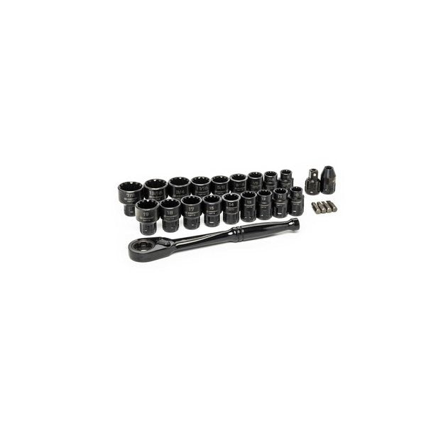 Ratchet And Socket Set, 25 Pc, Sae, Mm