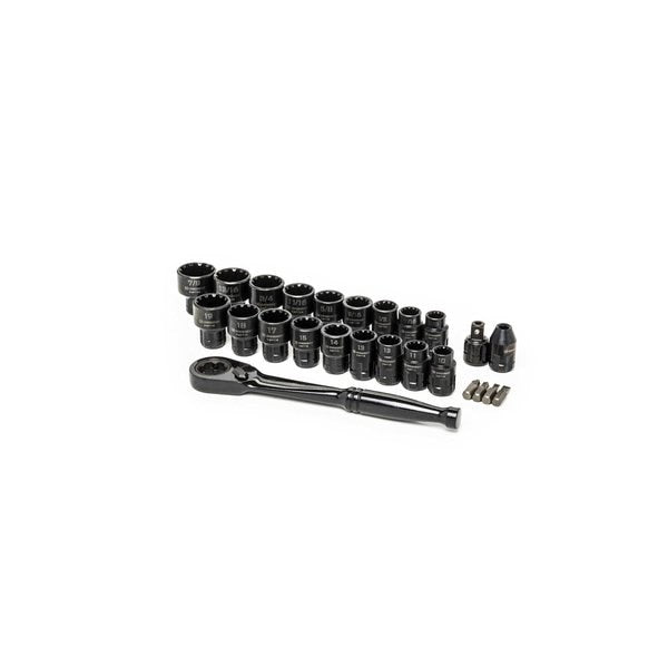 Ratchet And Socket Set, 25 Pc, Sae, Mm