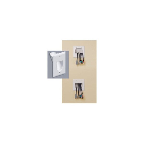 Wall Plate, Cable, Recessed, 2G, Wht