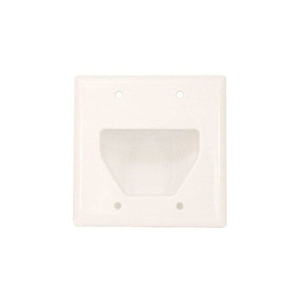 Wall Plate, Cable, Recessed, 2G, Wht