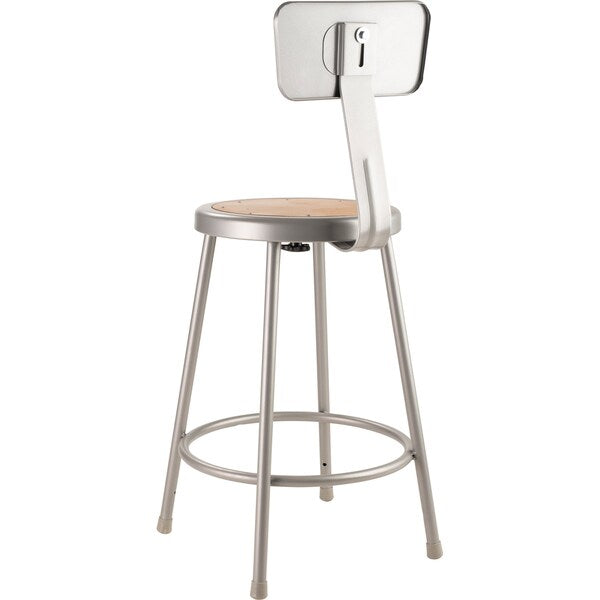 Round Stool with Backrest, Height 24