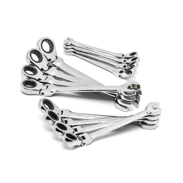 Ratcheting Wrench Set, Metric, 12 pt, 12pcs