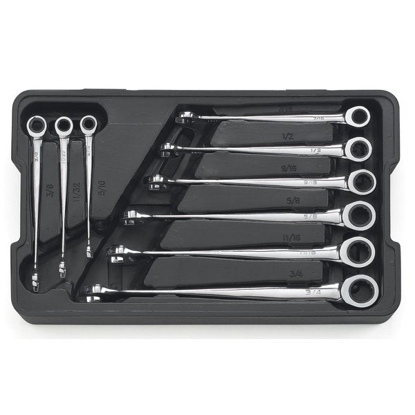 Ratcheting Wrench Set, SAE, 12 pt., 9pcs