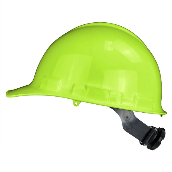 Front Brim Hard Hat, Type 1, Class E, Ratchet (4-Point), Hi-Vis Green