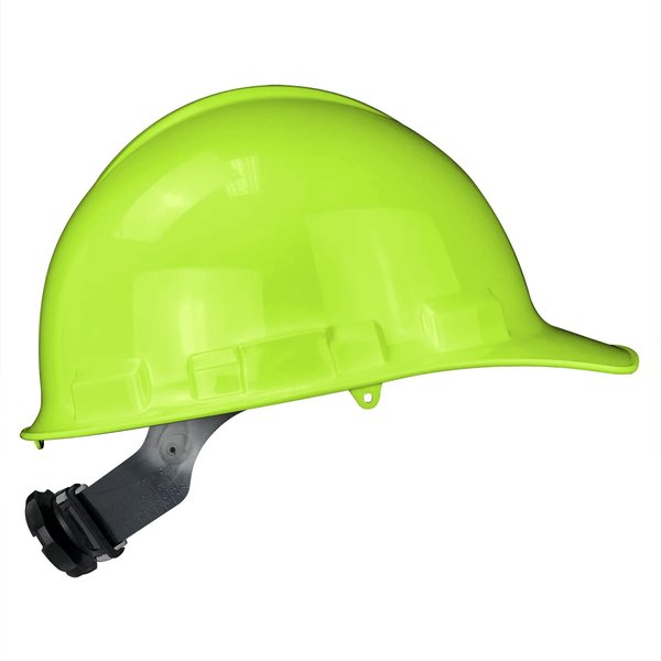 Front Brim Hard Hat, Type 1, Class E, Ratchet (6-Point), Hi-Vis Green