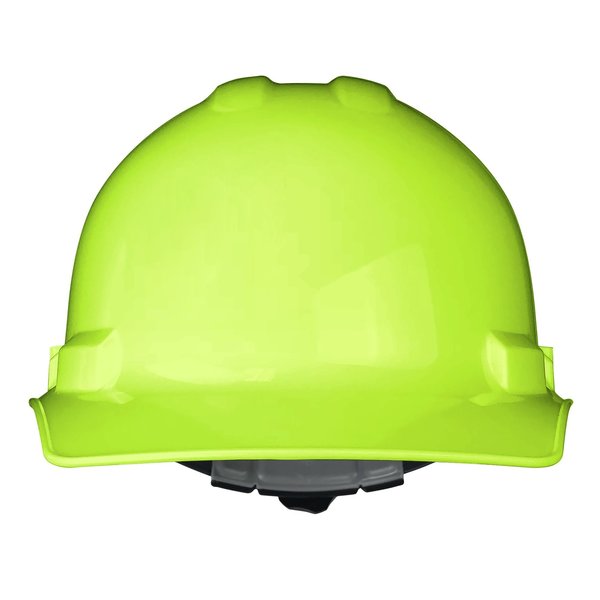 Front Brim Hard Hat, Type 1, Class E, Ratchet (6-Point), Hi-Vis Green