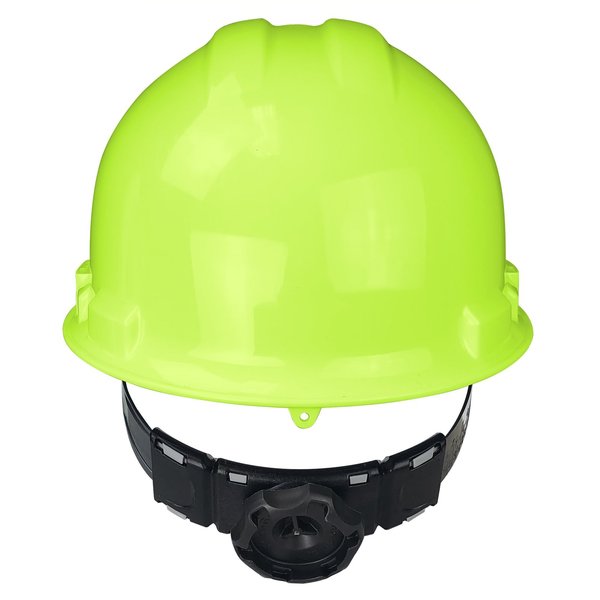 Front Brim Hard Hat, Type 1, Class E, Ratchet (6-Point), Hi-Vis Green