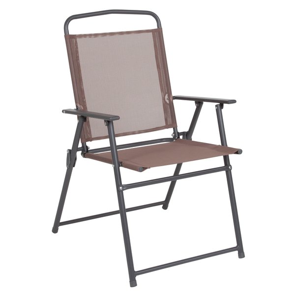Patio Set & Umbrella, 6 Piece, Brown