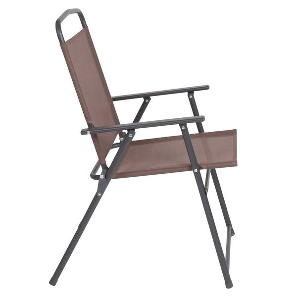 Patio Set & Umbrella, 6 Piece, Brown