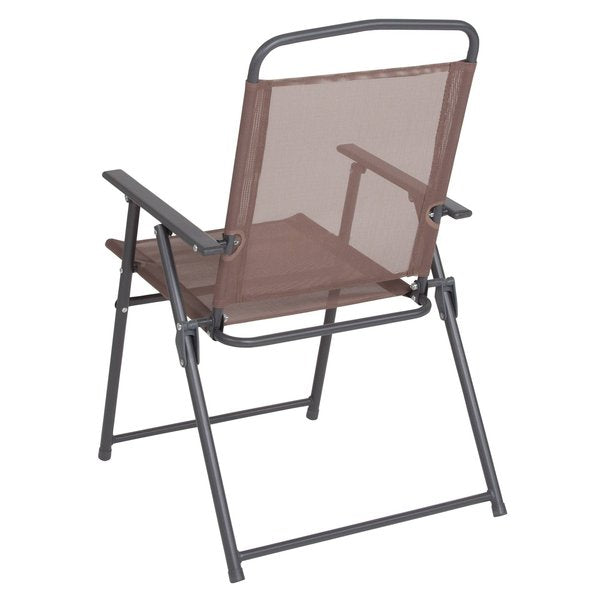Patio Set & Umbrella, 6 Piece, Brown