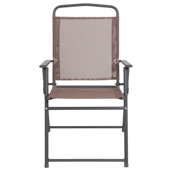 Patio Set & Umbrella, 6 Piece, Brown