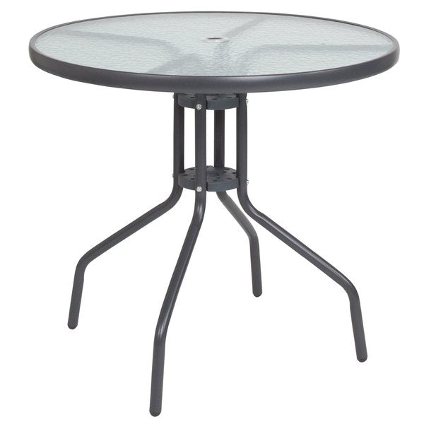 Patio Set & Umbrella, 6 Piece, Brown