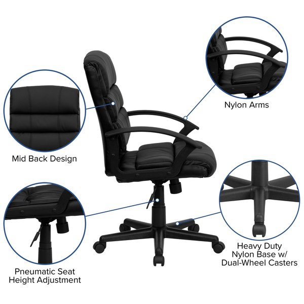 Leather Task Chair, 17-1/2