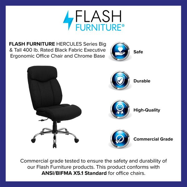Fabric Executive Chair, 22 1/2-, No Arm