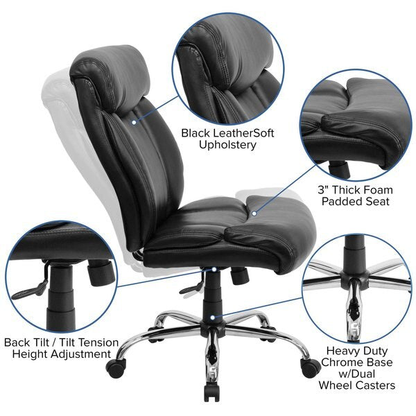 Leather Executive Chair, 22 1/2-, No Arm