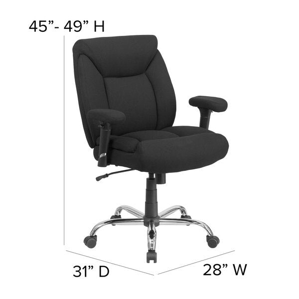 Desk Chair, Fabric, 28 inWPadded Loop, Black Fabric