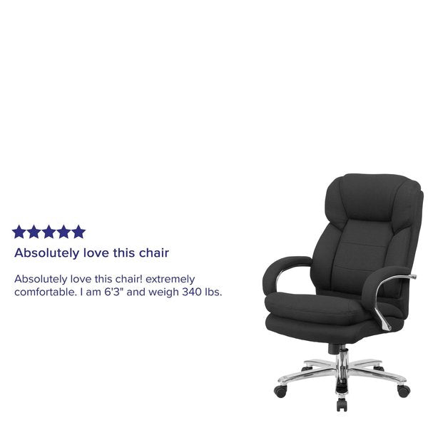 Desk Chair, Fabric, 28 inWPadded Loop, Black Fabric