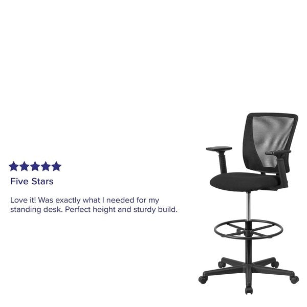 Mesh 32 1/2-, Adjustable Padded, Back, Seat, Frame: Black
