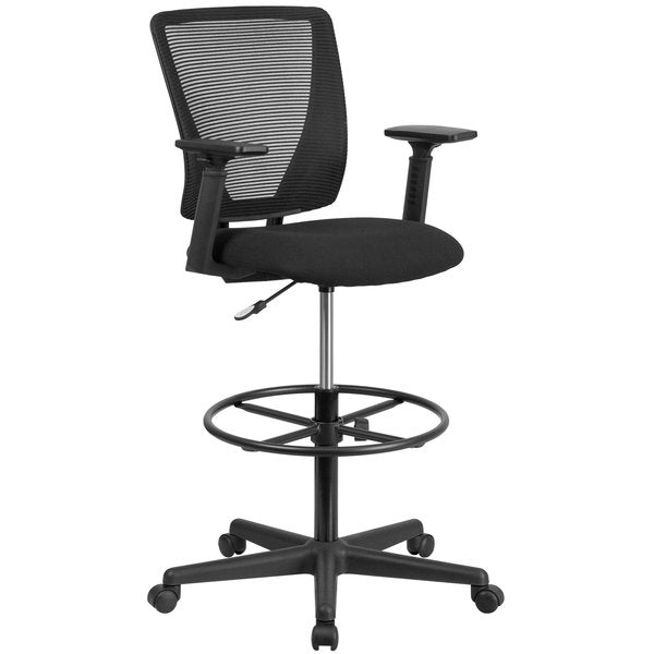 Mesh 32 1/2-, Adjustable Padded, Back, Seat, Frame: Black