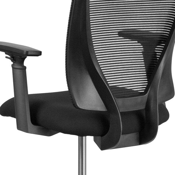 Mesh 32 1/2-, Adjustable Padded, Back, Seat, Frame: Black